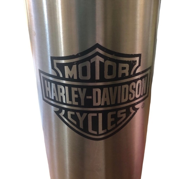 Harley Davidson Stainless Steel Travel Coffee Thermos Logo Screw Off Cup Dents - Picture 2 of 10